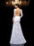 Trumpet/Mermaid Scoop Lace 3/4 Sleeves Long Lace Dresses HEP0009245