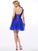 A-Line/Princess One-Shoulder Sleeveless Beading Short Net Homecoming Dresses HEP0008916