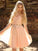 A-Line/Princess Sleeveless High Neck Chiffon Beading Knee-Length Dresses HEP0008685