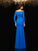 Sheath/Column Off-the-Shoulder Beading 3/4 Sleeves Long Chiffon Dresses HEP0009108