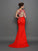 Trumpet/Mermaid High Neck Embroidery Long Sleeves Long Elastic Woven Satin Dresses HEP0009162