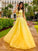 A-Line/Princess Tulle Applique V-neck Sleeveless Floor-Length Two Piece Dresses HEP0009269
