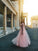 A-Line/Princess Tulle Applique Long Sleeves V-neck Floor-Length Dresses HEP0001850
