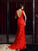 Trumpet/Mermaid V-neck Applique Sleeveless Long Lace Dresses HEP0003595