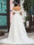 A-Line/Princess Tulle Ruffles Off-the-Shoulder Sleeveless Sweep/Brush Train Wedding Dresses HEP0006442