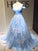 Ball Gown Sleeveless Off-the-Shoulder Applique Tulle Sweep/Brush Train Dresses HEP0001787