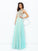 A-line/Princess Jewel Beading Sleeveless Long Chiffon Dresses HEP0002298