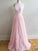 A-Line/Princess Sleeveless Halter Tulle Lace Sweep/Brush Train Dresses HEP0002260