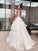 A-Line/Princess V-neck Applique Sleeveless Tulle Sweep/Brush Train Wedding Dresses HEP0005990