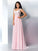 A-Line/Princess V-neck Applique Sleeveless Long Chiffon Dresses HEP0002658