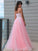 A-Line/Princess Tulle V-neck Applique Sleeveless Floor-Length Dresses HEP0001584
