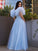 A-Line/Princess Tulle Ruffles Square Short Sleeves Floor-Length Dresses HEP0001605