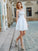 A-Line/Princess Jewel Sleeveless Pearls Short/Mini Lace Dresses HEP0003535