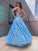 A-Line/Princess V-neck Tulle Applique Floor-Length Sleeveless Dresses HEP0001529