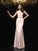 Sheath/Column Jewel Beading Short Sleeves Long Satin Dresses HEP0009111