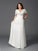 A-Line/Princess Off-the-Shoulder Ruched Short Sleeves Long Chiffon Plus Size Dresses HEP0001920