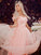 A-Line/Princess Off-the-Shoulder Applique Tulle Sleeveless Floor-Length Dresses HEP0001678