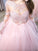 Ball Gown Jewel Long Sleeves Sweep/Brush Train Lace Tulle Dresses HEP0001809