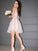 A-Line/Princess V-neck Tulle Applique Sleeveless Short/Mini Homecoming Dresses HEP0003503