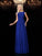 A-Line/Princess Bateau Rhinestone Sleeveless Long Chiffon Dresses HEP0009213