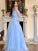 A-Line/Princess Off-the-Shoulder Beading Long Sleeves Floor-Length Tulle Dresses HEP0001652
