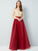 A-Line/Princess Sheer Neck Floor-Length Long Sleeves Applique Organza Dresses HEP0002489