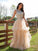 A-Line/Princess Tulle Beading Scoop Sleeveless Floor-Length Two Piece Dresses HEP0001419