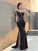 Sheath/Column One-Shoulder Sequin Long Sleeves Long Lace Dresses HEP0009128