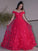 A-Line/Princess Tulle Hand-Made Flower Off-the-Shoulder Sleeveless Floor-Length Dresses HEP0001604