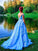 Ball Gown Sleeveless Off-the-Shoulder Applique Tulle Sweep/Brush Train Dresses HEP0001700