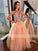 Ball Gown Beading Tulle Sleeveless V-neck Floor-Length Dresses HEP0002508