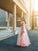 A-Line/Princess Tulle Applique Long Sleeves V-neck Floor-Length Dresses HEP0001850