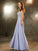 A-Line/Princess Scoop Sleeveless Floor-Length Applique Chiffon Dresses HEP0002606