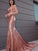 Trumpet/Mermaid Sleeveless Sequins Ruffles V-neck Sweep/Brush Train Dresses HEP0001626