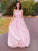 A-Line/Princess Tulle Applique Halter Sleeveless Floor-Length Dresses HEP0001607
