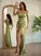 Sheath/Column Elastic Woven Satin Ruched Off-the-Shoulder Sleeveless Floor-Length Dresses HEP0001420