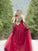 A-Line/Princess Applique Tulle Sleeveless V-neck Floor-Length Dresses HEP0002190