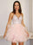 A-Line/Princess Spaghetti Straps Organza Beading Sleeveless Short/Mini Homecoming Dresses HEP0003469