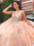 Ball Gown Tulle V-neck Beading Sleeveless Floor-Length Dresses HEP0001395