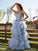 A-Line/Princess Tulle Applique V-neck Sleeveless Floor-Length Dresses HEP0001540