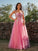 A-Line/Princess Tulle Applique Straps Sleeveless Floor-Length Dresses HEP0001431