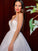 A-Line/Princess Sleeveless V-neck Tulle Sequin Sweep/Brush Train Dresses HEP0001483