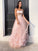 A-Line/Princess Tulle Hand-Made Flower Straps Floor-Length Sleeveless Dresses HEP0001467