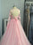 Ball Gown Long Sleeves Tulle Lace Jewel Sweep/Brush Train Dresses HEP0001586