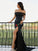 Sheath/Column Jersey Ruched Off-the-Shoulder Sleeveless Sweep/Brush Train Dresses HEP0001401