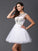 A-Line/Princess Scoop Beading Sleeveless Short Net Dresses HEP0002584