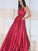 A-Line/Princess Sleeveless Ruffles V-neck Satin Floor-Length Dresses HEP0001504