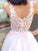 A-Line/Princess V-neck Sleeveless Applique Tulle Floor-Length Dresses HEP0001522