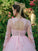 Ball Gown Tulle Scoop Lace Long Sleeves Sweep/Brush Train Dresses HEP0001597